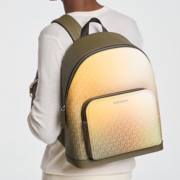Michael Kors Cooper Ombré Signature Logo Backpack In OLIVE COMBO NWT - Picture 1 of 3